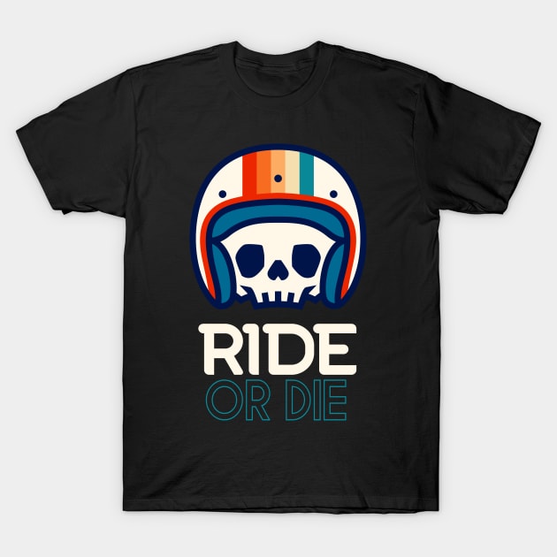 Biker Skull Retro Motorcycle T-Shirt by Foxxy Merch